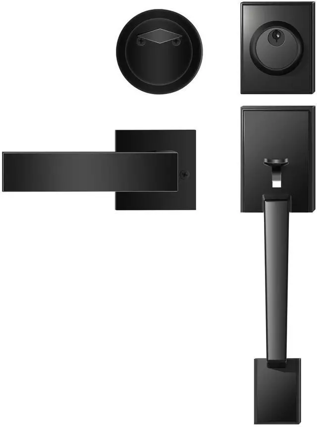 Main image of Front Door Handle and Deadbolt Set, Exterior Front Door Lock Set | Front Door Handle with Single Cylinder Deadbolt for Exterior Door, Reversible for Right&Left (Matte Black Modern)