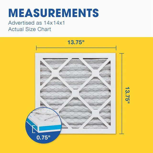 Alt view image 5 of 7 - Air Filter 14x14x1 MERV 8 AC Filter, HVAC, Furnace Filter, 6 Pack | ACTUAL SIZE (13.75 x 13.75 x 0.75) AC Filter, HVAC, Furnace Filter Captures Dust, Lint & Pollen MERV 8