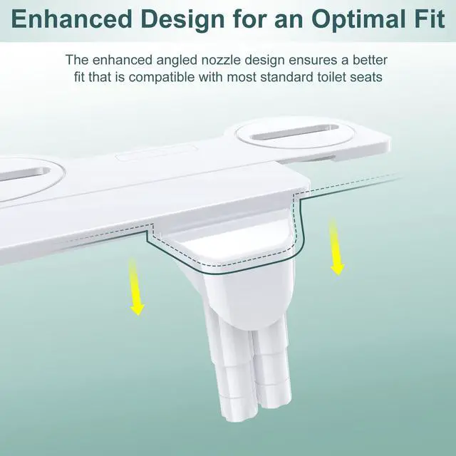 Alt view image 5 of 6 - Bidet Attachment for Toilet, Ultra-Slim, Self Cleaning, Dual Nozzle, Feminine & Posterior Wash, Fresh Cold Water Sprayer, for Existing Toilets Seat, Baday Beday Badette Bedette, Silver
