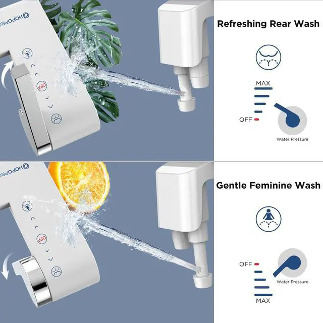 Alt view image 2 of 7 - Bidet Attachment for Toilet, Non-Electric Bidet Ultra-Slim Dual Nozzle | Feminine/Rear Wash, Cold Water Bidets Sprayer for Existing Toilets with Adjustable Pressure Control 1-Min Install