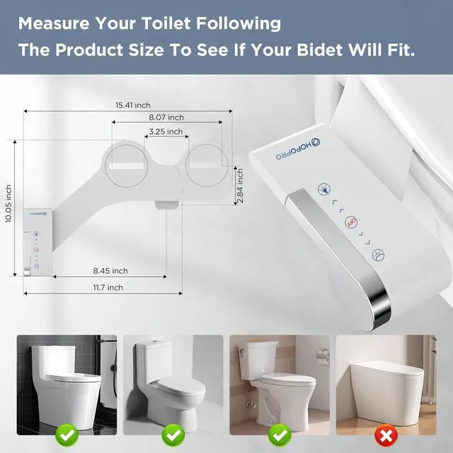 Alt view image 3 of 7 - Bidet Attachment for Toilet, Non-Electric Bidet Ultra-Slim Dual Nozzle | Feminine/Rear Wash, Cold Water Bidets Sprayer for Existing Toilets with Adjustable Pressure Control 1-Min Install