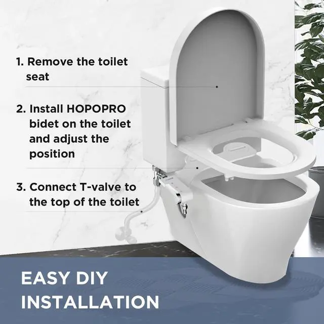 Alt view image 5 of 7 - Bidet Attachment for Toilet, Non-Electric Bidet Ultra-Slim Dual Nozzle | Feminine/Rear Wash, Cold Water Bidets Sprayer for Existing Toilets with Adjustable Pressure Control 1-Min Install