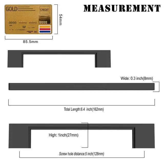 Alt view image 6 of 7 - 10 Pack Matte Black Cabinet Pulls 5 Inch(128MM) Hole Centers Kitchen Cabinet Handles Cabinet Hardware Kitchen Handles for Cabinets Cupboard Handles Drawer Pulls ZH0060