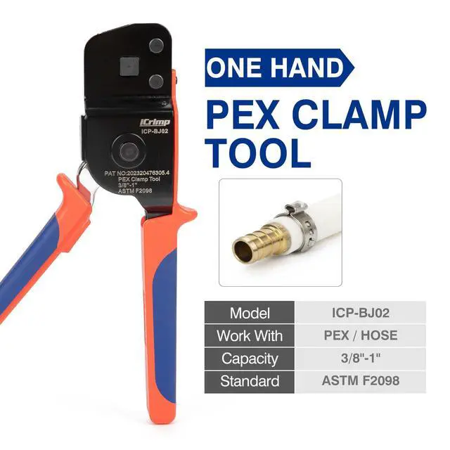 Alt view image 2 of 7 - ICP-BJ02 PEX Clamp Cinch Tool, Patented One Handed PEX Crimping Tool for Pinching 3/8-in, 1/2-in, 3/4-in, 1-in PEX Clamp Rings, Cinch Only