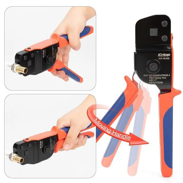Alt view image 4 of 7 - ICP-BJ02 PEX Clamp Cinch Tool, Patented One Handed PEX Crimping Tool for Pinching 3/8-in, 1/2-in, 3/4-in, 1-in PEX Clamp Rings, Cinch Only
