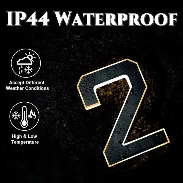 Alt view image 5 of 6 - 9 Inch Solar Lighted House Numbers for Outside, LED Address Signs | Light Up Waterproof LED Address Numbers Signs for House, Large Illuminated Exterior Modern House Number Light (2-Black, 9IN)