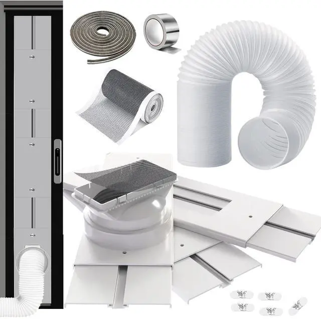 Main image of 95" Sliding Door AC Vent Kit with 5.9"AC Hose Filter Screen & Weather Stripping Universal 5.0/5.9 Inch Coupler for Window/Sliding Glass Door Portable AC Energy Saving Airtight Seal Pancel
