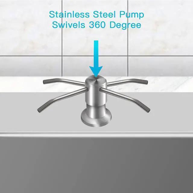 Alt view image 2 of 7 - Dish Soap Dispenser for Kitchen Sink (Brushed Nickel), Countertop Sink Soap Dispenser Water Pump with 47 No-Spill Extension Tube Kit Design for Kitchen Bathroom, No More Refills Sliver