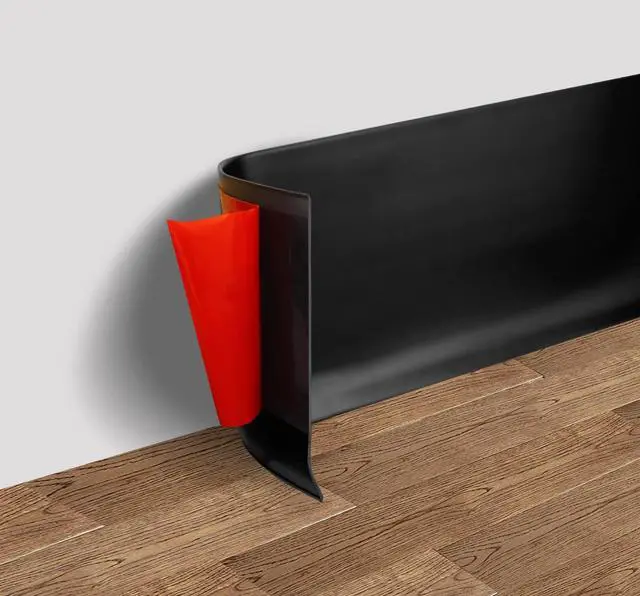 Main image of Vinyl Wall Base Baseboard Molding Trim 4" Flexible Self Adhesive Rubber Wall Base Moulding Trim Peel and Stick Design, 4 Inch x 20 Feet, Black