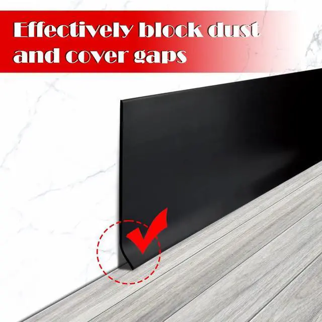 Alt view image 3 of 6 - Vinyl Wall Base Baseboard Molding Trim 4" Flexible Self Adhesive Rubber Wall Base Moulding Trim Peel and Stick Design, 4 Inch x 20 Feet, Black