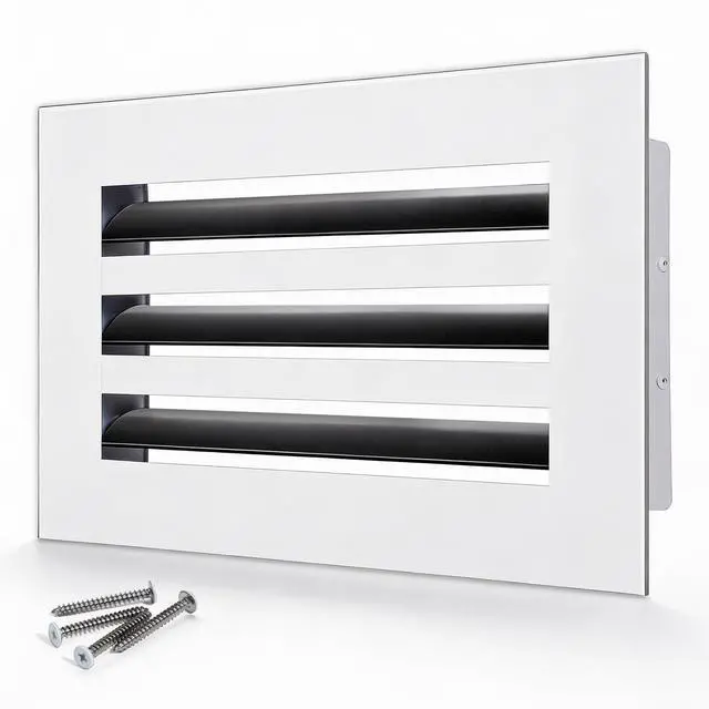 Main image of 10x6 Modern AC Vent Cover, Decorative Air Vent Register Grille | Linear Slot Diffuser, Adjustable Airflow, Quiet Operation, HVAC Vent Cover for Ceiling, Wall & Floor, White Aluminum Alloy