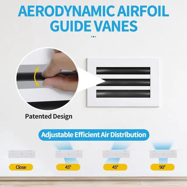 Alt view image 2 of 7 - 10x6 Modern AC Vent Cover, Decorative Air Vent Register Grille | Linear Slot Diffuser, Adjustable Airflow, Quiet Operation, HVAC Vent Cover for Ceiling, Wall & Floor, White Aluminum Alloy