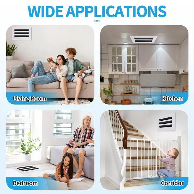 Alt view image 6 of 7 - 10x6 Modern AC Vent Cover, Decorative Air Vent Register Grille | Linear Slot Diffuser, Adjustable Airflow, Quiet Operation, HVAC Vent Cover for Ceiling, Wall & Floor, White Aluminum Alloy