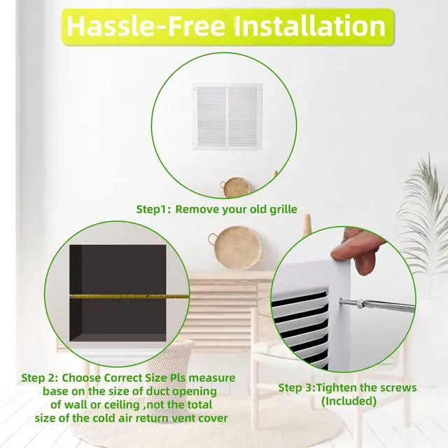 Alt view image 6 of 7 - 24x12 Return Air Grille for 24"W x 12"H Duct Opening,Return Air Vent Cover | Steel Wall AC HVAC Air Vent Cover Grill HVAC Cold Air Intake Grille Without Filter House,Outer Dim:25.75"W X 13.75"H