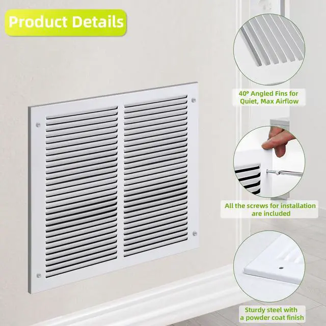 Alt view image 4 of 7 - 24x12 Return Air Grille for 24"W x 12"H Duct Opening,Return Air Vent Cover | Steel Wall AC HVAC Air Vent Cover Grill HVAC Cold Air Intake Grille Without Filter House,Outer Dim:25.75"W X 13.75"H