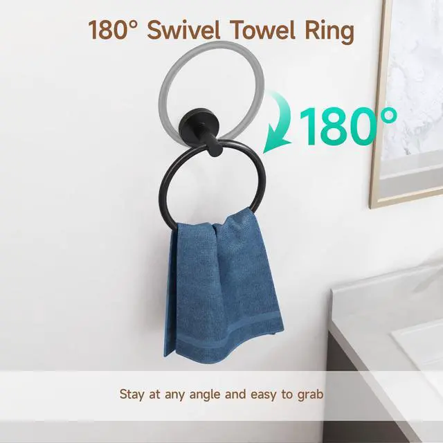 Alt view image 4 of 7 - 4PCS Matte Black Bathroom Accessories Set, 24-Inch Towel Bar Set | Durable SUS304 Stainless Steel Bathroom Hardware Set, Towel Racks for Bathroom Wall Mounted, Modern Home Decor