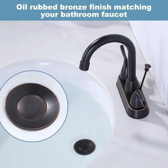 Alt view image 2 of 5 - Bathroom Sink Drain with Lift Rod, Oil Rubbed Bronze Sink Drain with Overflow, Drain Stopper for Vessel Sink
