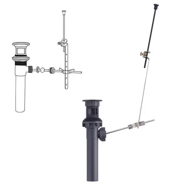 Alt view image 5 of 5 - Bathroom Sink Drain with Lift Rod, Oil Rubbed Bronze Sink Drain with Overflow, Drain Stopper for Vessel Sink