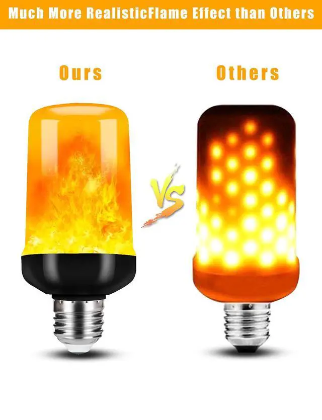 Alt view image 3 of 7 - Upgraded Flame Light Bulbs for Home Decor with Upside Down Effect | 4-Mode LED E26/E27 Flickering Light Bulbs for Halloween Christmas Party Patio Porch Indoor & Outdoor Decorations - 2