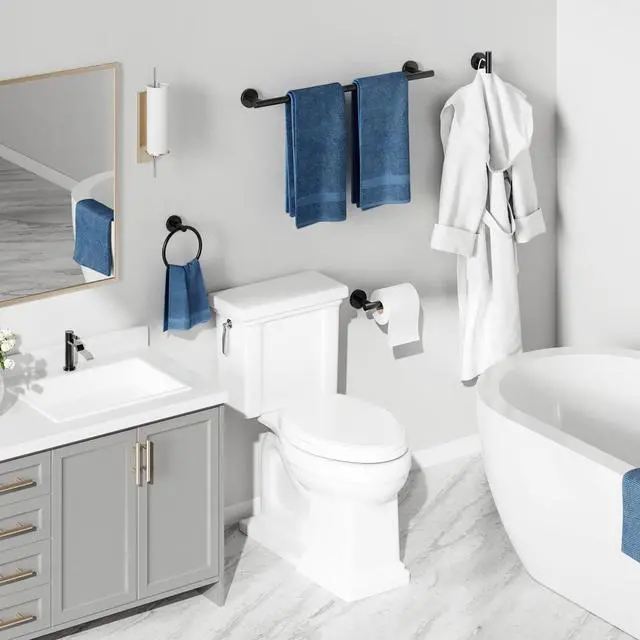 Alt view image 6 of 7 - 4PCS Matte Black Bathroom Accessories Set, 24-Inch Towel Bar Set | Durable SUS304 Stainless Steel Bathroom Hardware Set, Towel Racks for Bathroom Wall Mounted, Modern Home Decor
