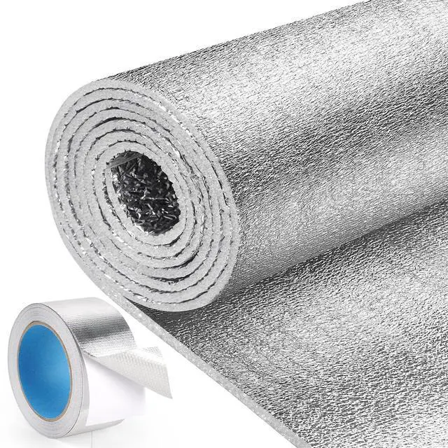 Main image of Reflective Window Insulation Roll, 48 in x 10 ft Heat Blocker | Window insulation for summer heat, double-sided reflective foil, foam core, RV and home windows, folded for shipping