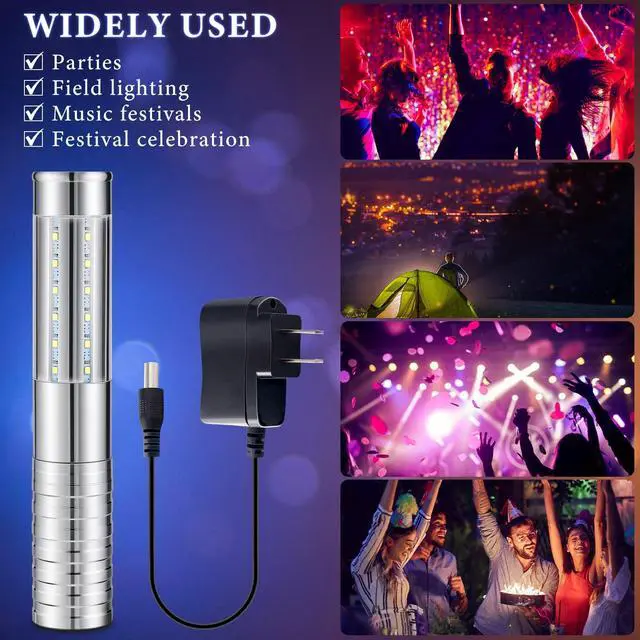 Alt view image 6 of 7 - Upgrade LED Bottle Service Lights,Silver White Light,4 Pcs | Handheld,Rechargeable,Adjustable Light Mode,Matching Charger,Flashing Light Signs For Birthday Wedding Party