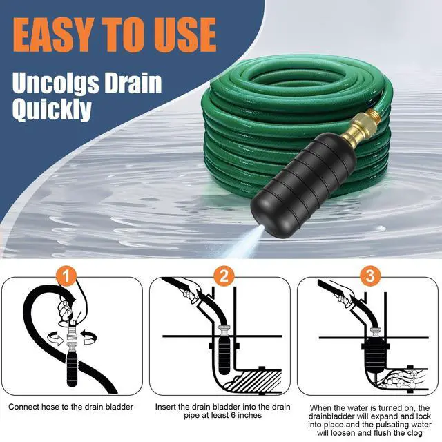 Alt view image 7 of 7 - 3 Pcs Drain Bladder Kit, Drain Cleaning Bladder Fits 1" to 6" Pipes, Rubber Drain Bladder Unclogger for Bathroom Sinks, Showers, Swimming Pool Drains, Kitchen Sinks and Main Drains