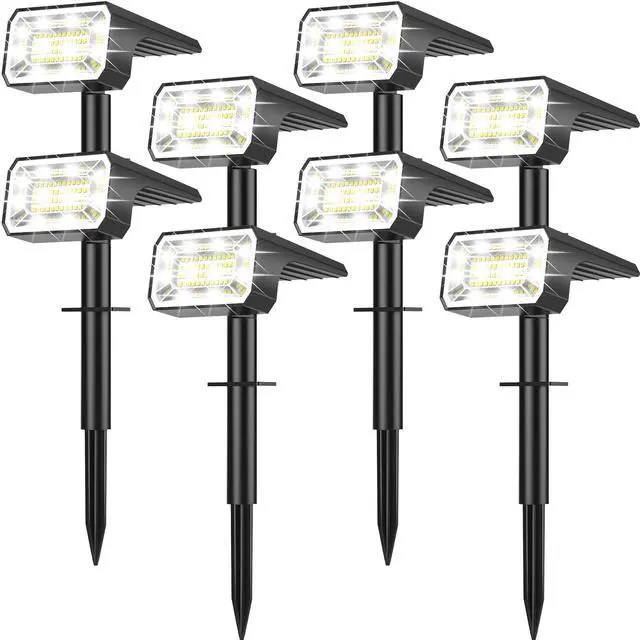 Main image of Solar Spot Lights Outdoor, Landscape Spotlights, 8 Pack Cool White | 800Lumens 100 LEDs, 4 Lighting Modes, IP65 Waterproof, 2-in-1 Solar Uplights for Yard Garden Pathway Driveway