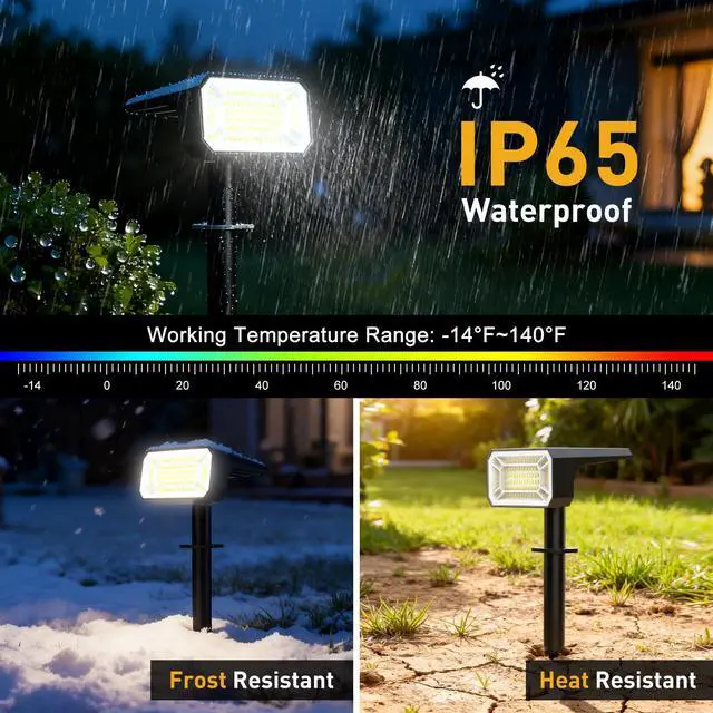Alt view image 4 of 7 - Solar Spot Lights Outdoor, Landscape Spotlights, 8 Pack Cool White | 800Lumens 100 LEDs, 4 Lighting Modes, IP65 Waterproof, 2-in-1 Solar Uplights for Yard Garden Pathway Driveway