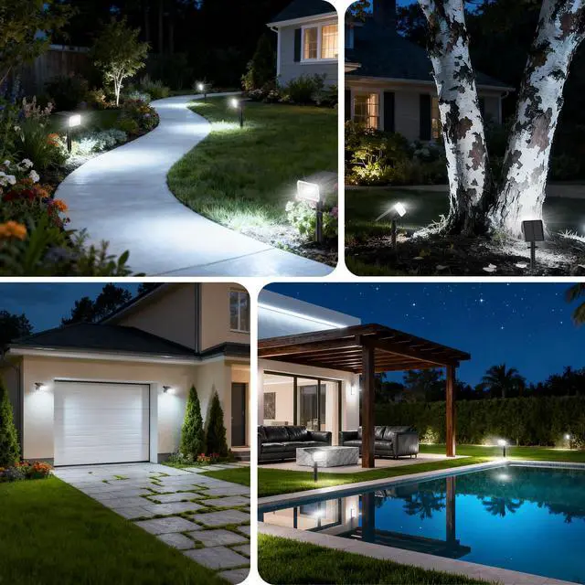 Alt view image 6 of 7 - Solar Spot Lights Outdoor, Landscape Spotlights, 8 Pack Cool White | 800Lumens 100 LEDs, 4 Lighting Modes, IP65 Waterproof, 2-in-1 Solar Uplights for Yard Garden Pathway Driveway
