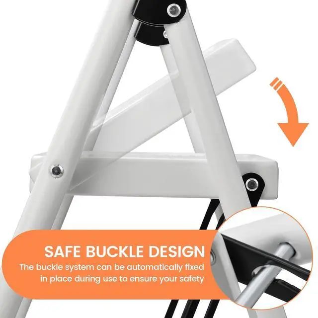 Alt view image 3 of 7 - Step Stool for Adults,2 Step Ladder Folding 330lbs Anti Slip Step Stool,Foldable Ergonomic 2 Steel Stool with Wide Pedal for Home, Kitchen, Office (White)