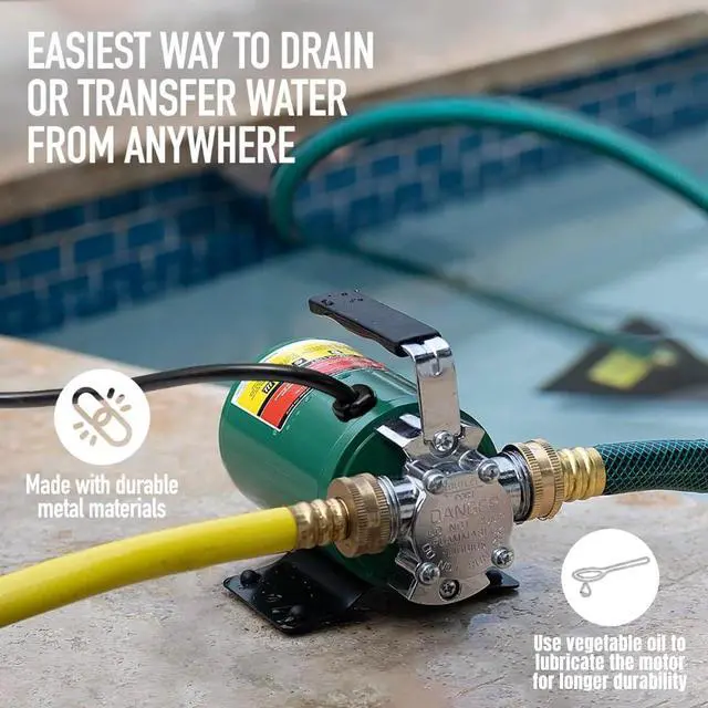 Alt view image 4 of 7 - Water Transfer Pump, 115V 330 Gallon Per Hour - Portable Electric Pump with 6' Hose Kit, Remove Water From Pools, Rain Barrel, Aquariums