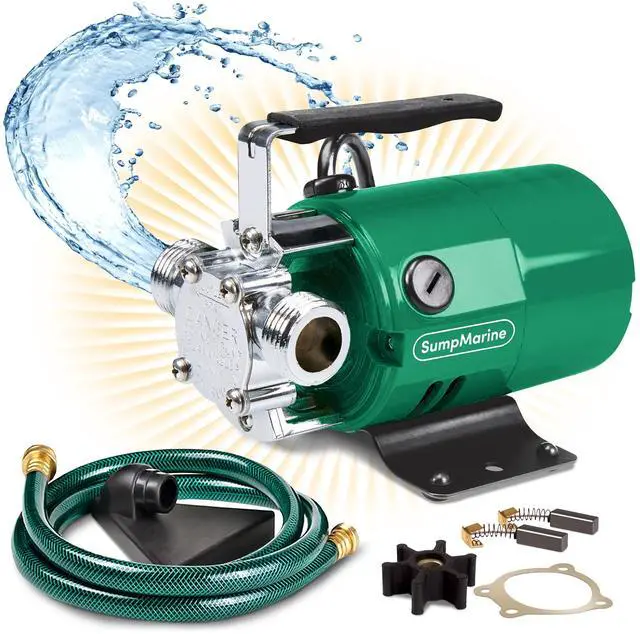 Main image of Water Transfer Pump, 115V 330 Gallon Per Hour - Portable Electric Pump with 6' Hose Kit, Remove Water From Pools, Rain Barrel, Aquariums