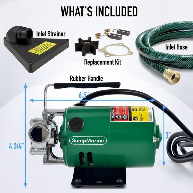 Alt view image 2 of 7 - Water Transfer Pump, 115V 330 Gallon Per Hour - Portable Electric Pump with 6' Hose Kit, Remove Water From Pools, Rain Barrel, Aquariums