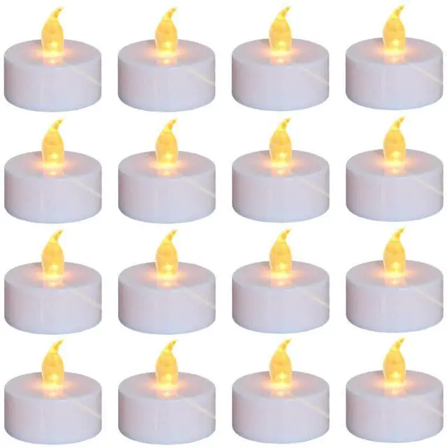 Main image of LED Tea Lights Candle Flameless Battery Operated WarmYellow 100PACK | Fake Electric Flickering Candles Long Lasting 200Hours Ideal Halloween Chrismas Party Wedding Gifts Home TableDecoration