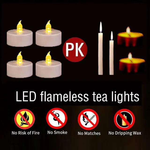 Alt view image 6 of 7 - LED Tea Lights Candle Flameless Battery Operated WarmYellow 100PACK | Fake Electric Flickering Candles Long Lasting 200Hours Ideal Halloween Chrismas Party Wedding Gifts Home TableDecoration