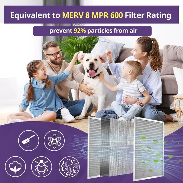 Alt view image 3 of 6 - 16x20x1 Furnace Filter-MERV8, Washable & Reusable Electrostatic Air Filter, AC/HVAC Furnace Filter, Permanent Air Filter, Breathe Fresher, Easy Install