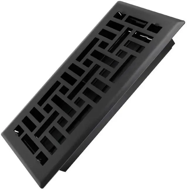 Main image of 4x10 Inches Heavy Duty Walkable Floor Register Easy Adjust Air Supply Lever Floor Vents - Seattle Design - Vent Cover for Home Floor - Matte Black