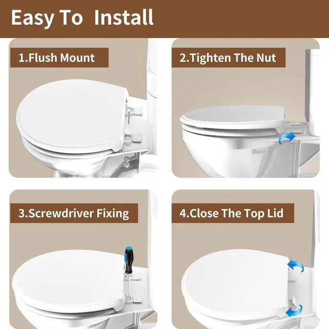 Alt view image 5 of 6 - Round Toilet Seat with Built-In Toddler Seat, 2-in-1 Potty Training Toilet Seat for Adults & Kids, Soft Close, Magnetic Child Seat, Quick Release & Easy Clean, Fits Standard Round Toilets, White