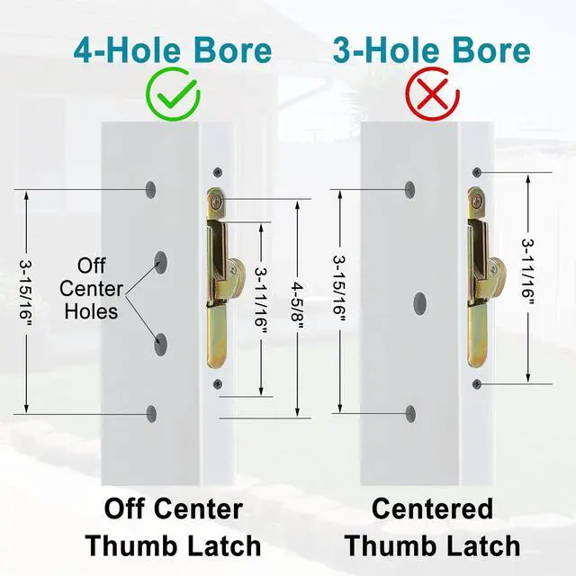Alt view image 4 of 7 - Offset Position Non-Keyed Sliding Patio Door Handleset with Mortise Lock, 45° Keyway, 3-15/16" H.C., Fits 1-3/8" to 2-1/4" Thick Doors, No-Handed, White Diecast