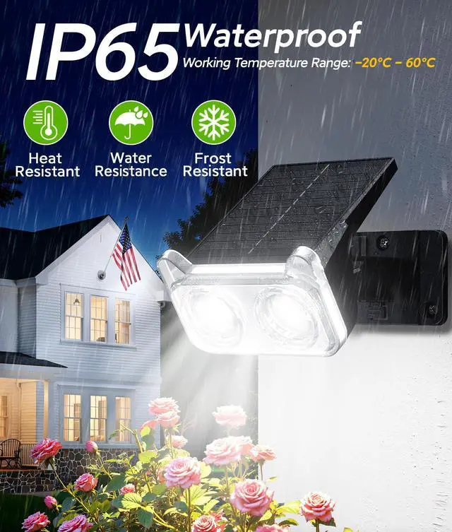 Alt view image 5 of 7 - Solar Lights Outdoor Waterproof IP65, 6 Pack Solar Spot Lights Outdoor With 14 Big LEDs, 2-in-1 Wall Lights & 2 Modes Solar Powered Landscape Spotlights for Garage Pathway Yard Decor Garden Gift