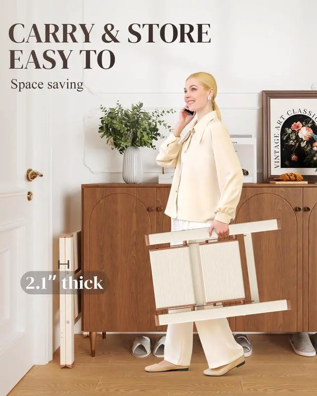 Alt view image 7 of 7 - 2 Step Ladder, Folding Step Stool with Wider Pedal, Anti-Slip Feet & Non Slip Stripes, Aluminum Sturdy Material, 300Lbs Capacity, Elegant Look of Cream Chocolate Better Matches Your Home