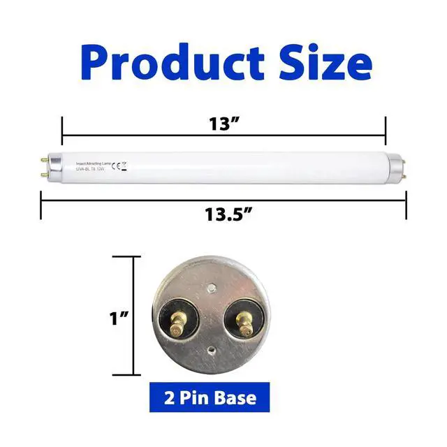 Alt view image 2 of 7 - 6 Pack T8F10W BL 10W Replacement Bulbs T8 10 Watts Fluorescent Tube for 20W Device 13 Inch 365-nm Black Light