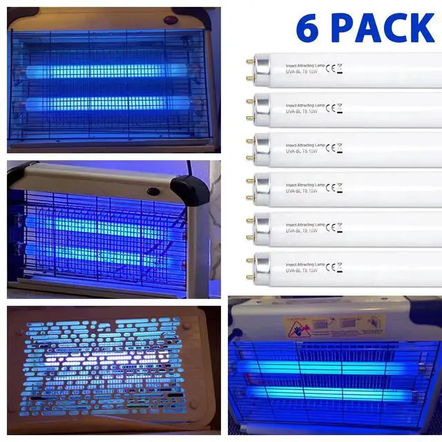 Alt view image 4 of 7 - 6 Pack T8F10W BL 10W Replacement Bulbs T8 10 Watts Fluorescent Tube for 20W Device 13 Inch 365-nm Black Light