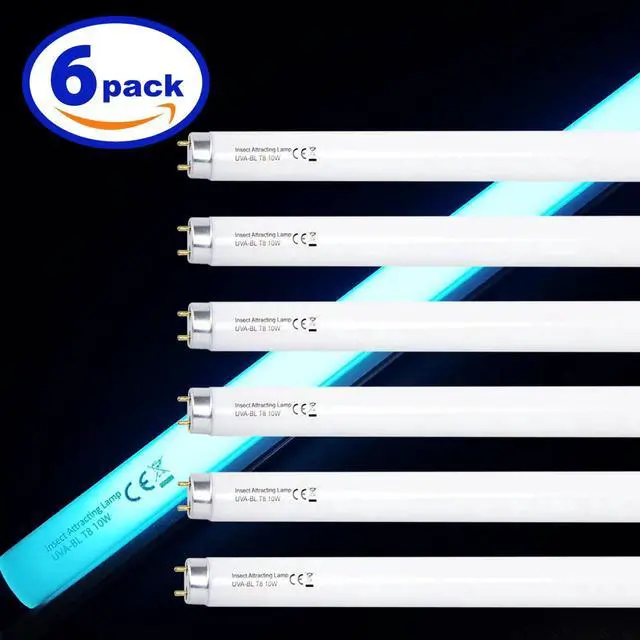 Alt view image 7 of 7 - 6 Pack T8F10W BL 10W Replacement Bulbs T8 10 Watts Fluorescent Tube for 20W Device 13 Inch 365-nm Black Light
