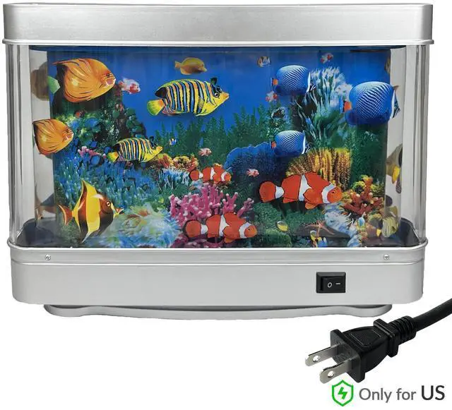 Alt view image 2 of 5 - Fake Motion Fish Tank Mini Aquarium, Artificial Tropical Decorative Lamp Night Light with Moving Fish, Gift for Family(US Plug)