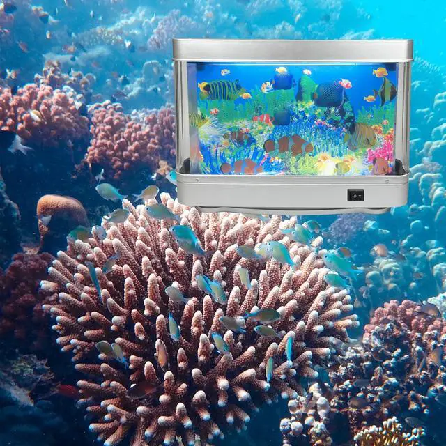 Alt view image 4 of 5 - Fake Motion Fish Tank Mini Aquarium, Artificial Tropical Decorative Lamp Night Light with Moving Fish, Gift for Family(US Plug)