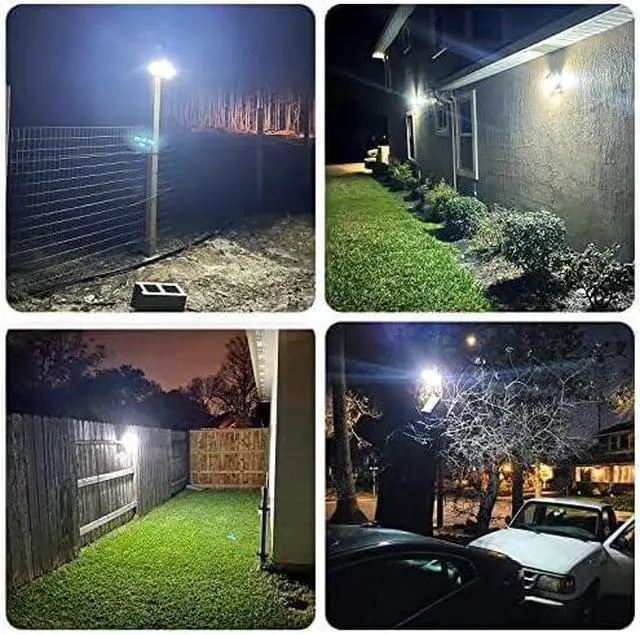 Alt view image 6 of 6 - Solar Lights Outdoor Waterproof, 288 LED 2800LM Motion Sensor Outdoor Lights with Remote Control, 4 Head Solar Flood Lights Outdoor for Patio, Garage, Yard, Wall, IP65 Security Lights 2 Pack