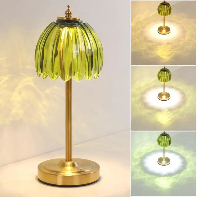 Main image of Tulip Table Lamp with 5000mAh Battery & Touch Control, Cordless Table Lamp with 3 Colors, Dimmable Rechargeable Table Lamps for Bedroom, Nightstand, Living Room, Entryways (Green Tulip)