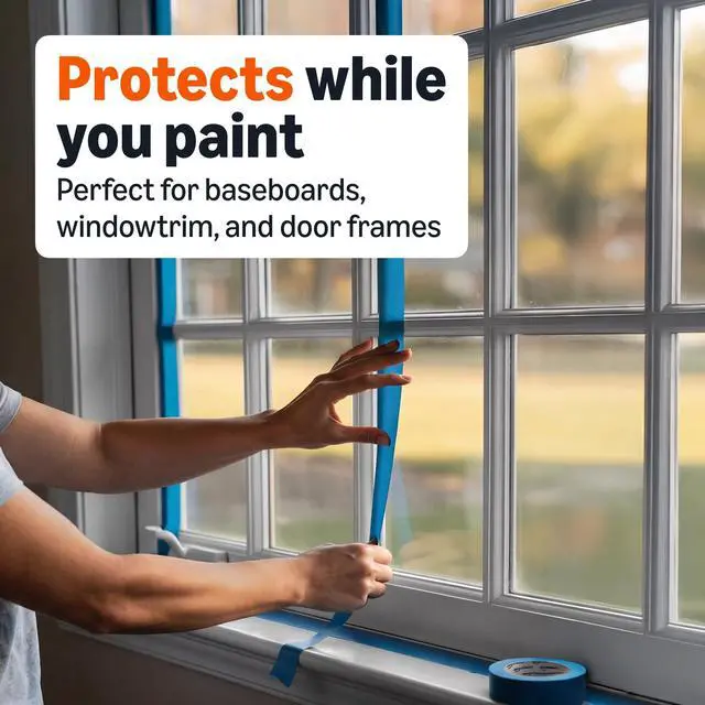 Alt view image 4 of 6 - Blue Painters Tape, Protects Surfaces, Removes Easily, No Residue, 0.94" x 60-Yard, 4 Rolls